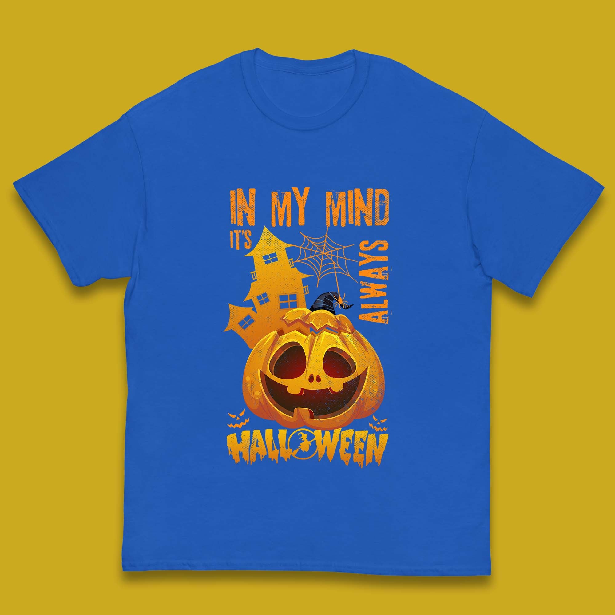 In My Mind It's Always Halloween Haunted House Horror Scary Monster Pumpkin Kids T Shirt