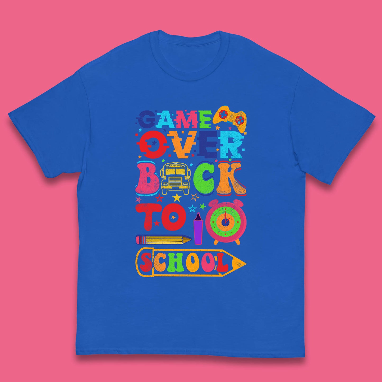 Game Over Back To School Gaming Lover Colorful School Costume Gift Kids T Shirt
