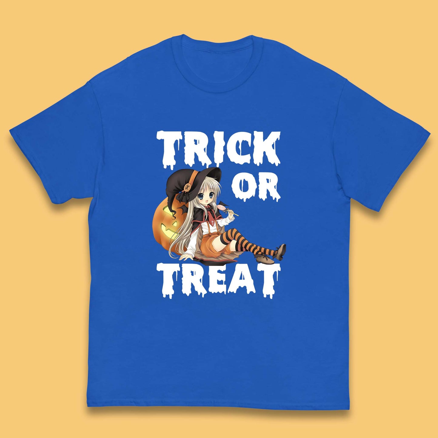 Trick Or Treat Halloween Witch Anime Horror Scary Pumpkin Halloween Costume Kids T Shirt