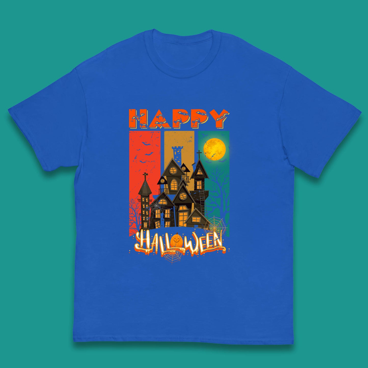 Happy Halloween Vintage Style Horror Scary Haunted House Kids T Shirt