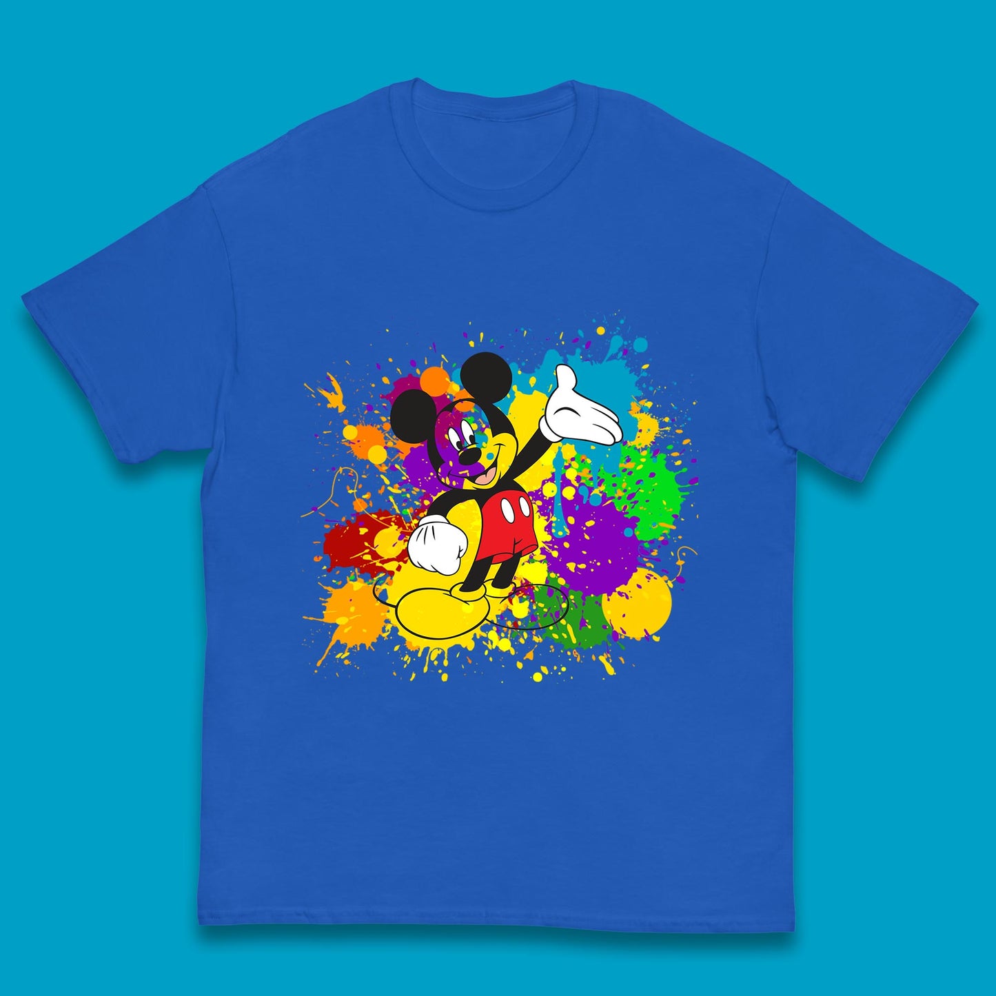 Abstract Paint Splashing On Disney Mickey Mouse Disneyland Trip Kids T Shirt