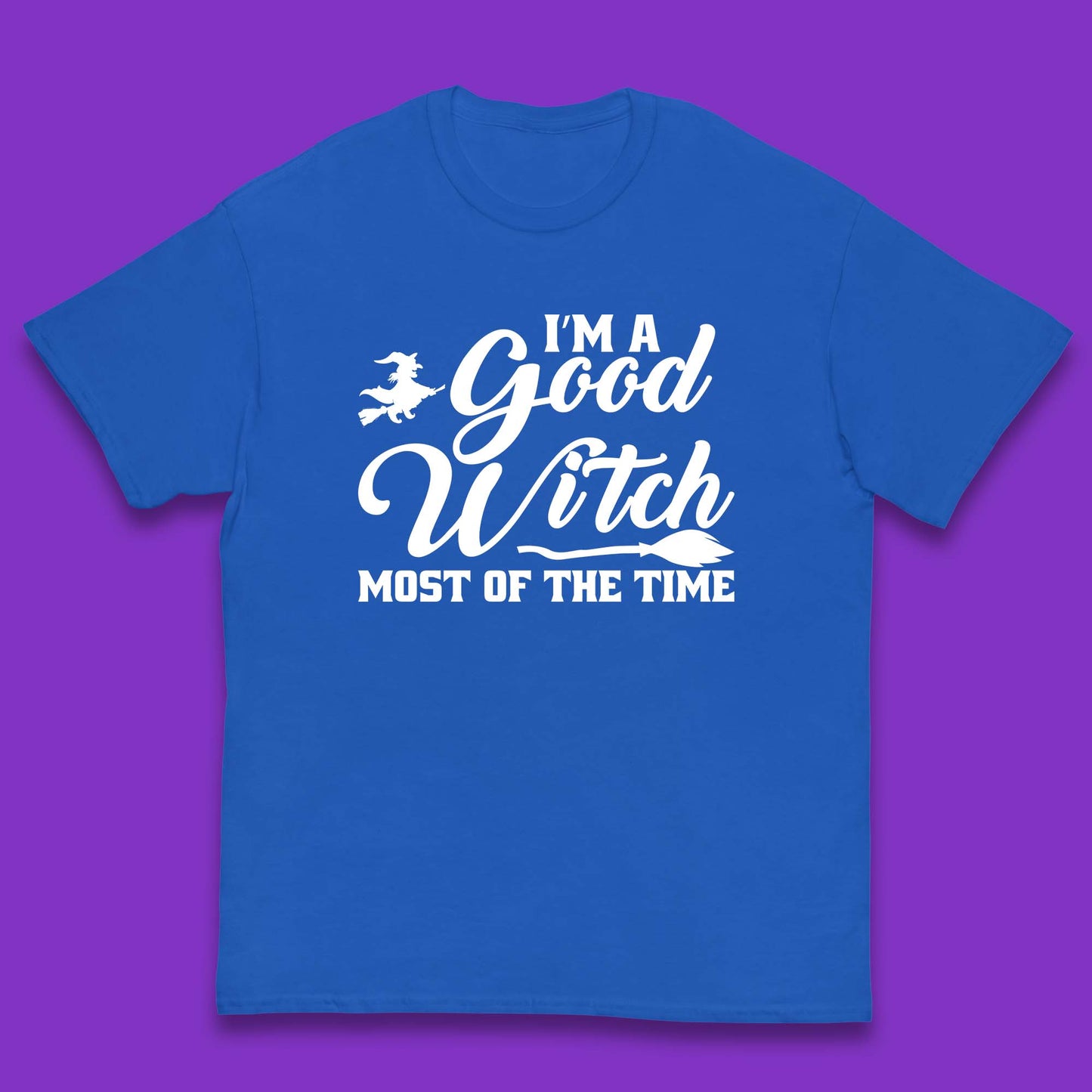 I'm A Good Witch Most Of The Time Halloween Witch Broom Kids T Shirt