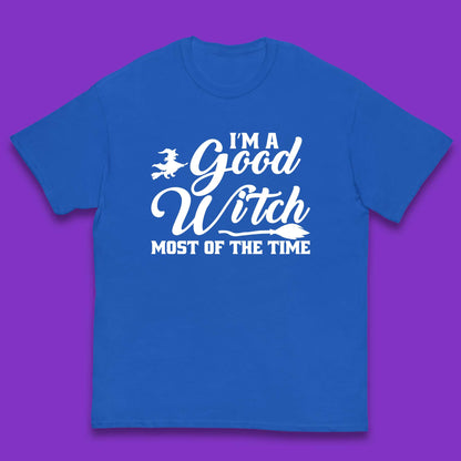I'm A Good Witch Most Of The Time Halloween Witch Broom Kids T Shirt