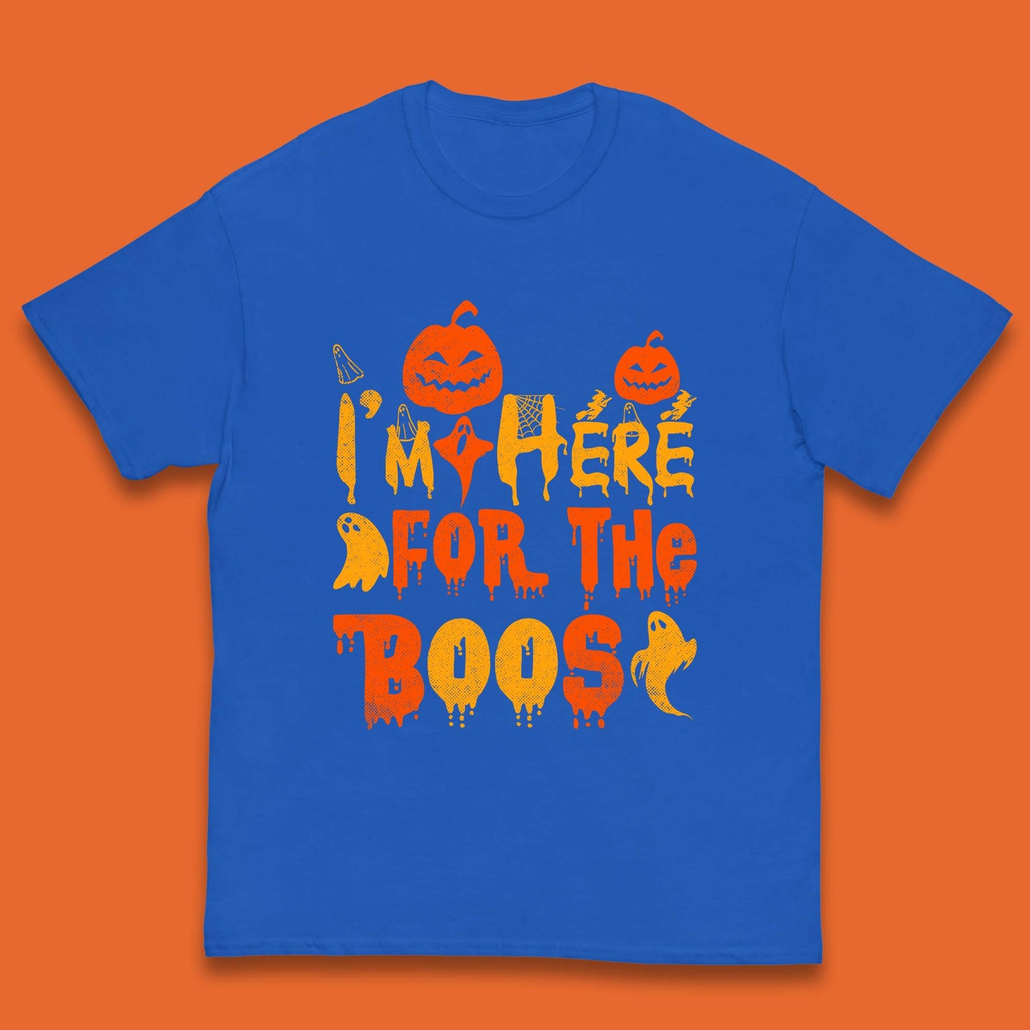 I'm Here For The Boos Halloween Pumpkin Ghost Horror Scary Kids T Shirt