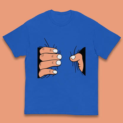 Crushing Handshake Big Hand Squeezing Funny Hand Grabbing Photographic Kids T Shirt