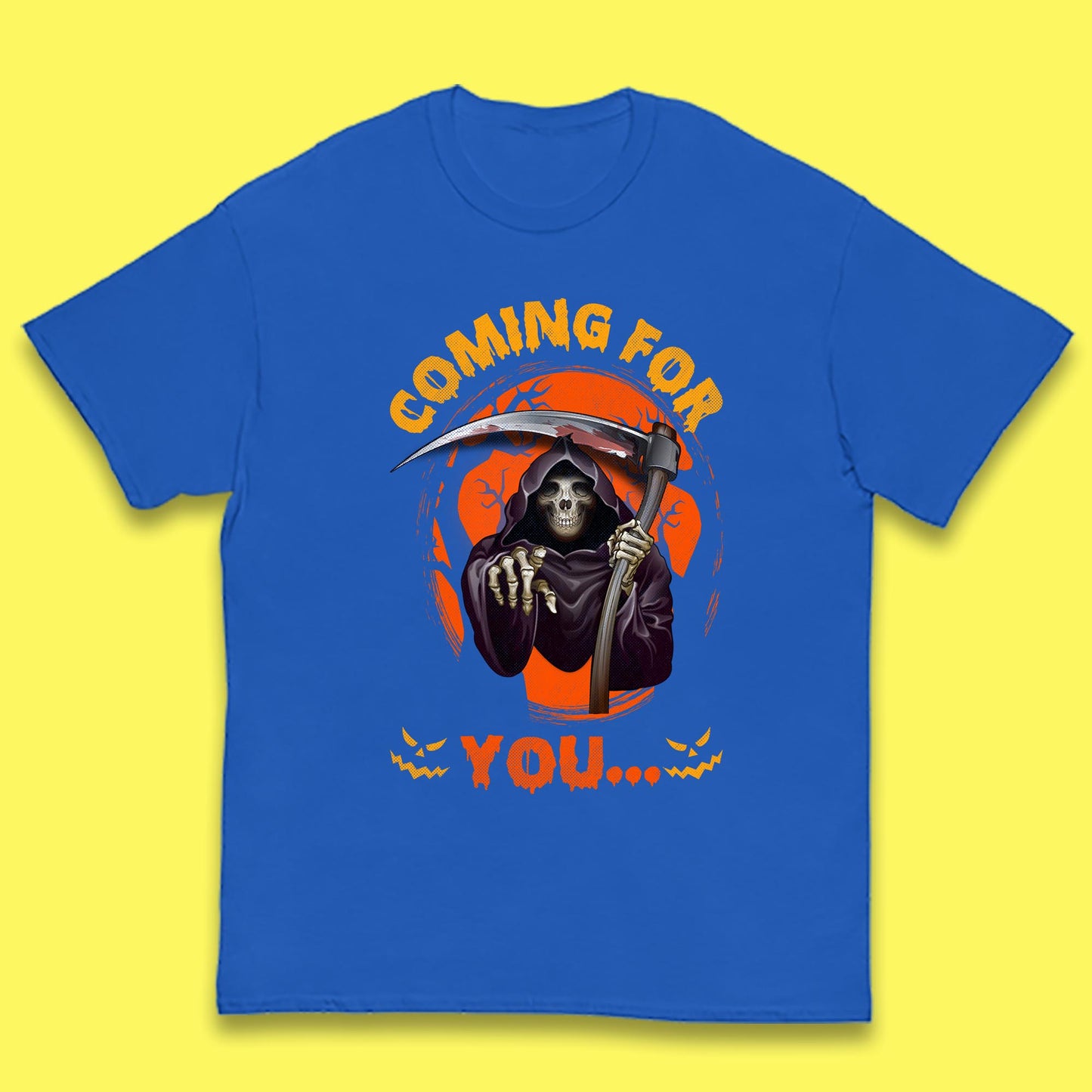 Coming For You Grim Reaper Halloween Skeleton With Scythe Halloween Ghost Kids T Shirt