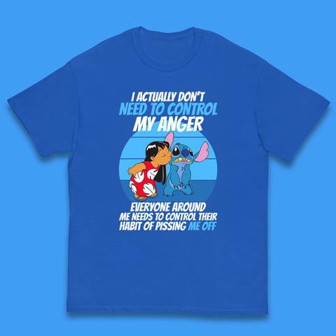 I Actually Need To Control My Anger Everyone Around My Need To Control Their Habit Of Pissing Me Off Lilo Kissing Stitch Kids T Shirt