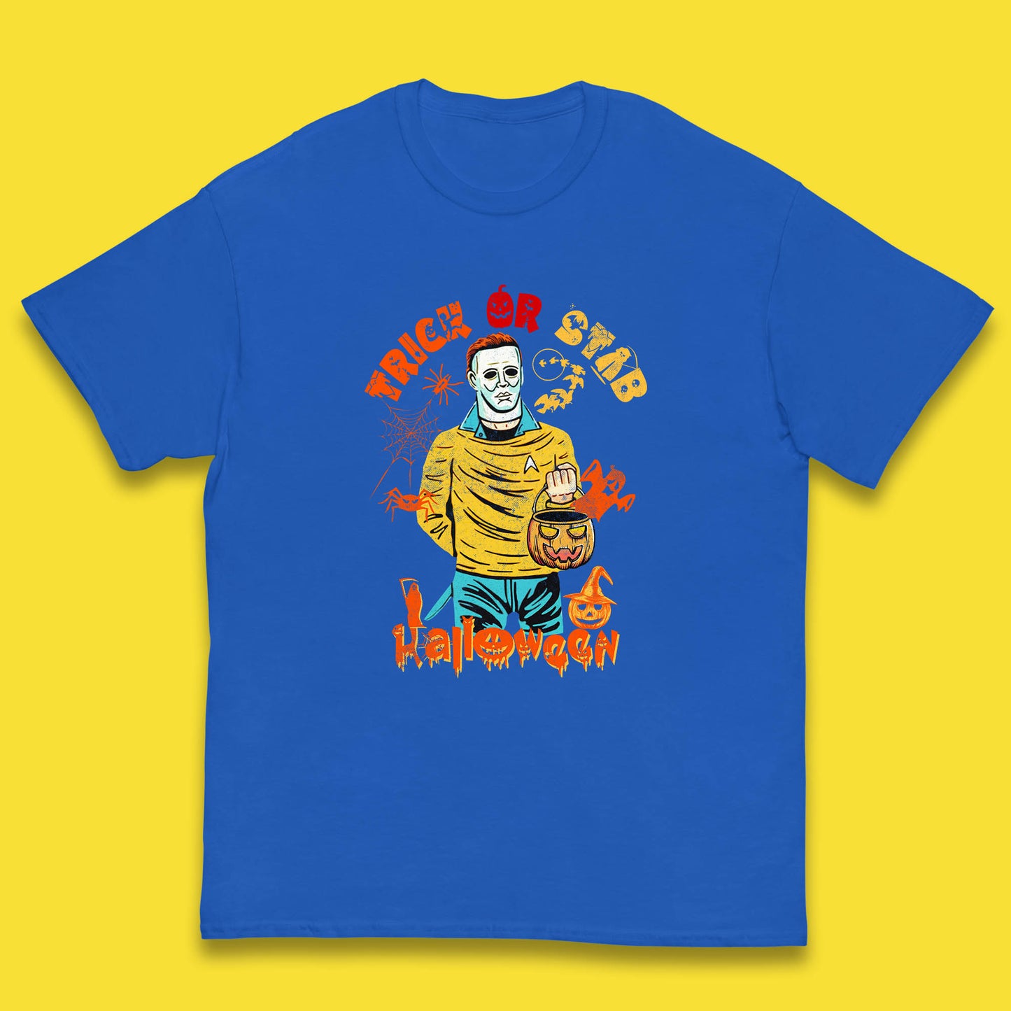 Trick Or Stab Halloween Michael Myers Stab Trek Trick Or Treat Kids T Shirt