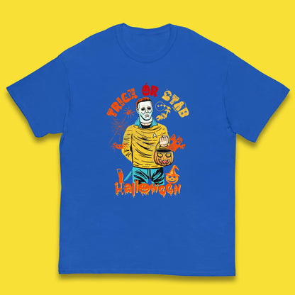 Trick Or Stab Halloween Michael Myers Stab Trek Trick Or Treat Kids T Shirt