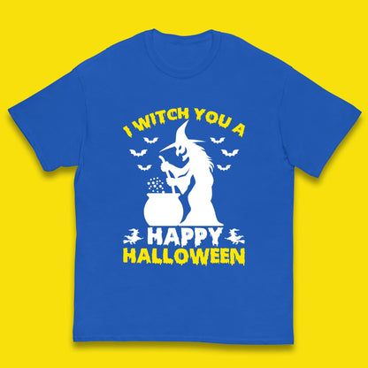 I Witch You A Happy Halloween Cauldron Potion Witch Horror Scary Spooky Season Kids T Shirt