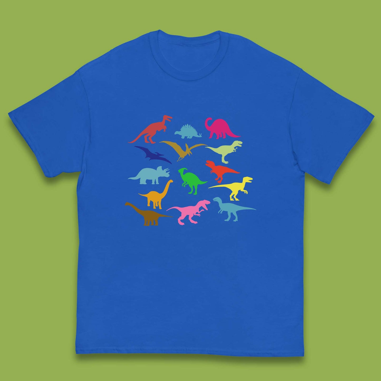 Colourful Dinosaurs Dino Fossil Dinosaurs Wild Nature Prehistoric Paleontology Velociraptor Kids T Shirt