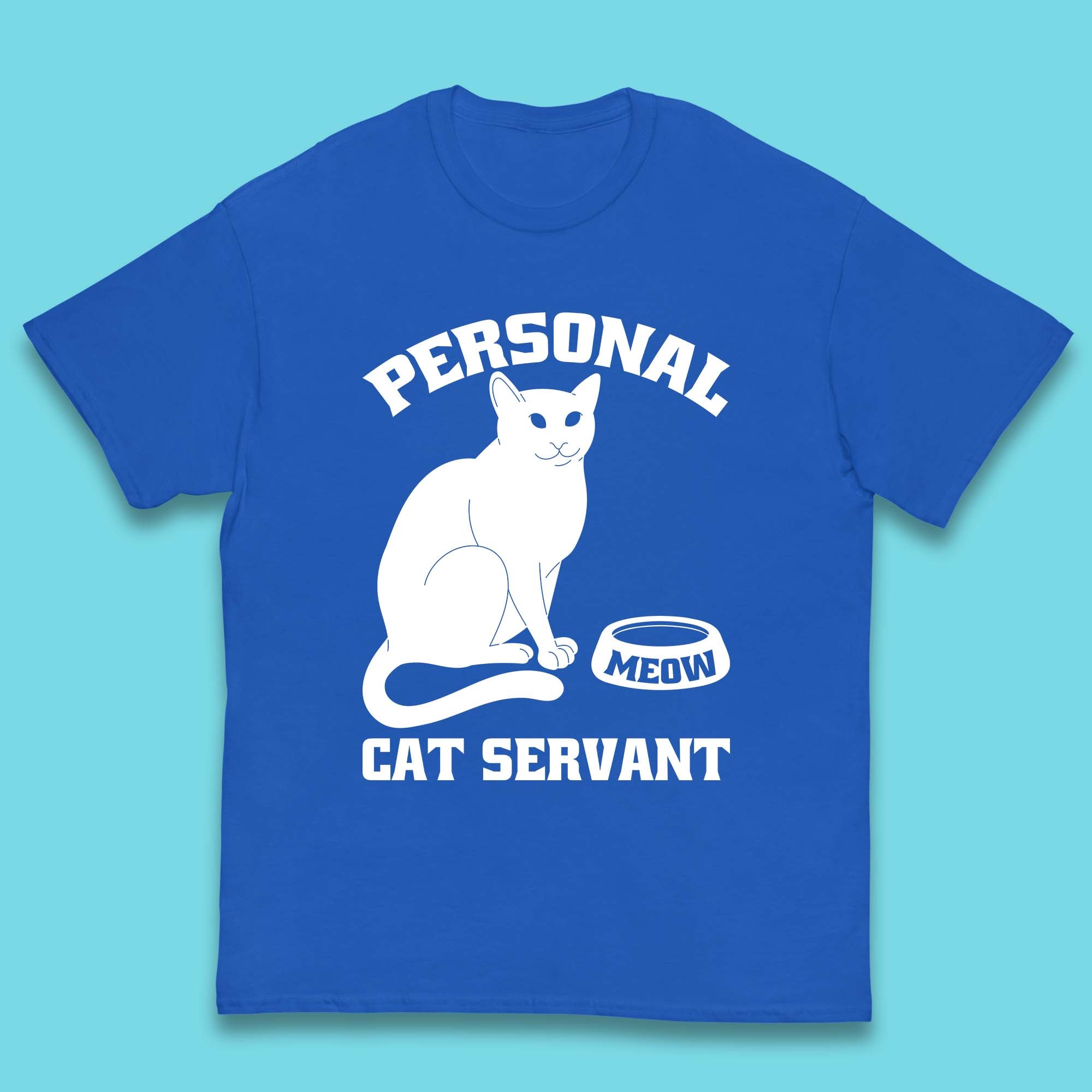 Personal Cat Servant Meow Funny Black Cat Lover Gift Kids T Shirt