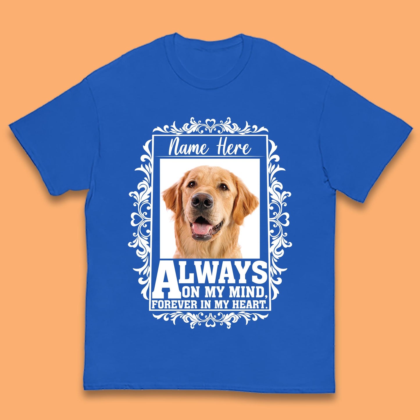 Personalised Pet Always On My Mind Forever In My Heart Custom Photo Memorial Kids T Shirt