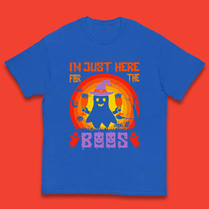 I'm Just Here For The Boos Halloween Boo Ghost Witch Hat Horror Scary Kids T Shirt