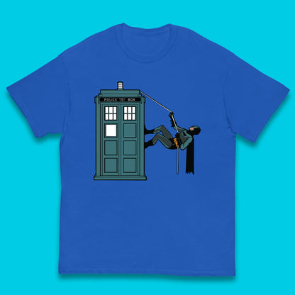 Batman Climbing Police Public Call Box DC Comics Superhero Movie Character Kids T Shirt