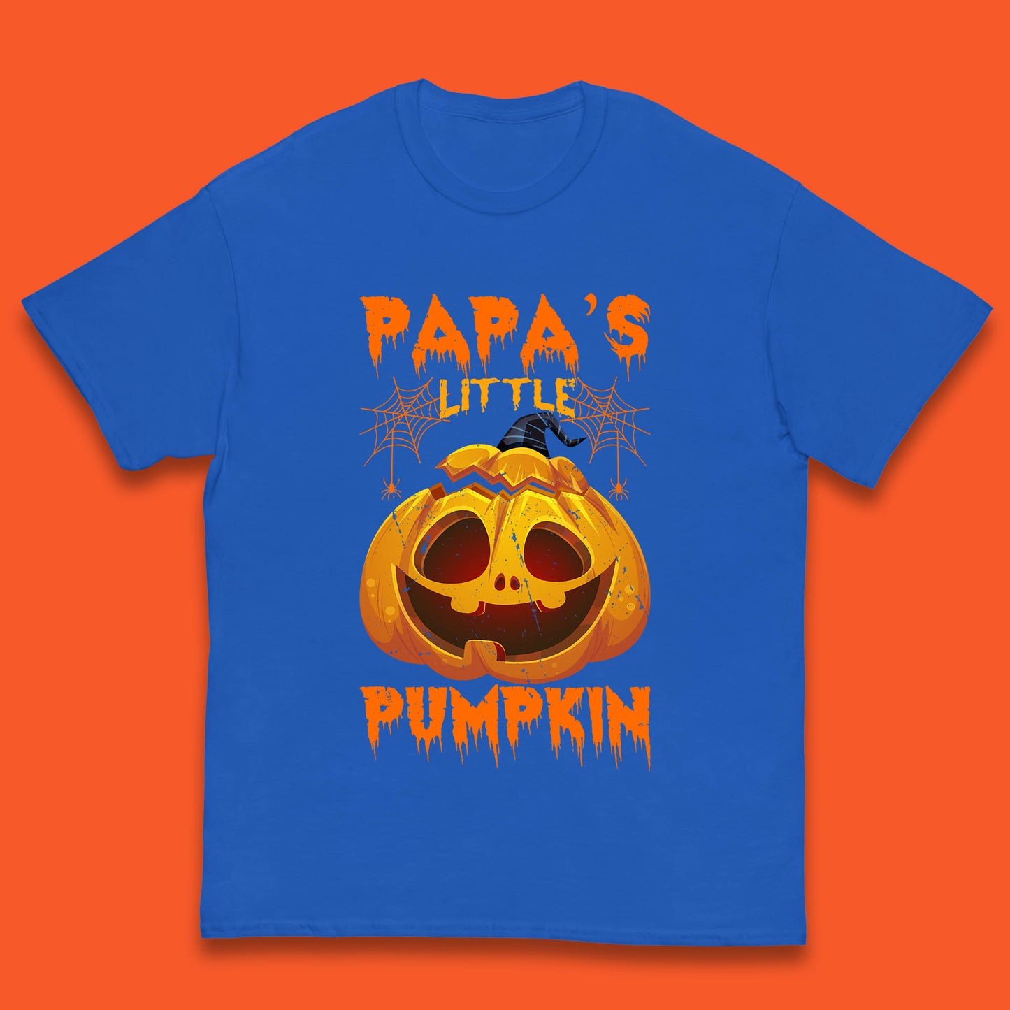 Papa's Little Pumpkin Halloween Jack-o-lantern Witch Hat Scary Evil Pumpkin Kids T Shirt