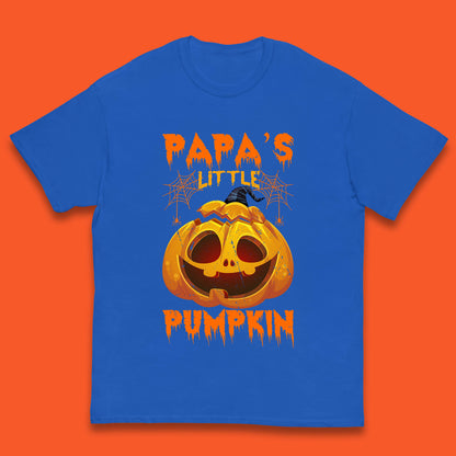 Papa's Little Pumpkin Halloween Jack-o-lantern Witch Hat Scary Evil Pumpkin Kids T Shirt