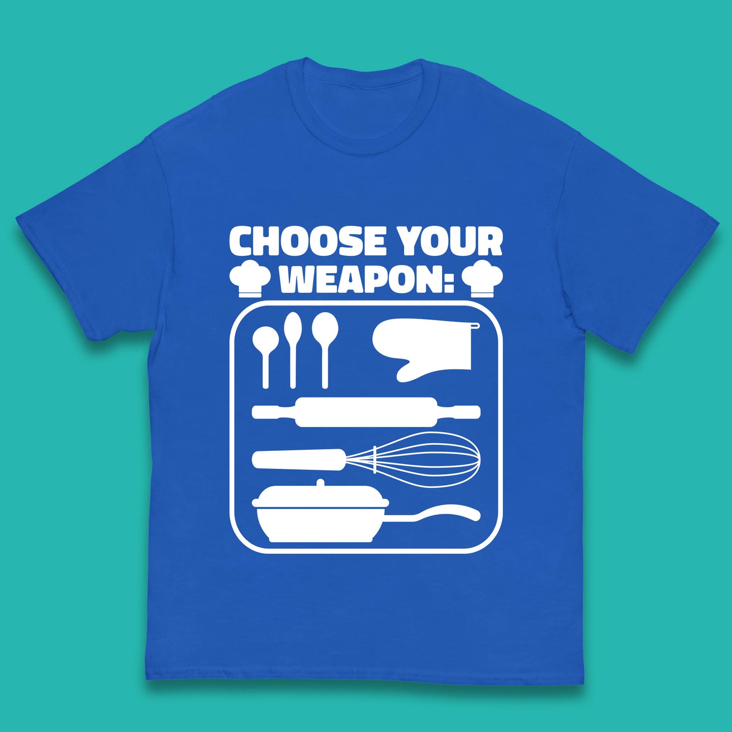 Choose Your Weapon Chef  Funny Cooking Kitchen Baking Weapons Kids T Shirt
