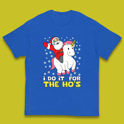 santa riding unicorn kids t shirt