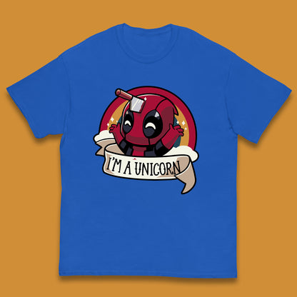 I'm A Unicorn Funny Deadpool Rainbow Colors Marvel Avengers Superhero Fictional Character Kids T Shirt