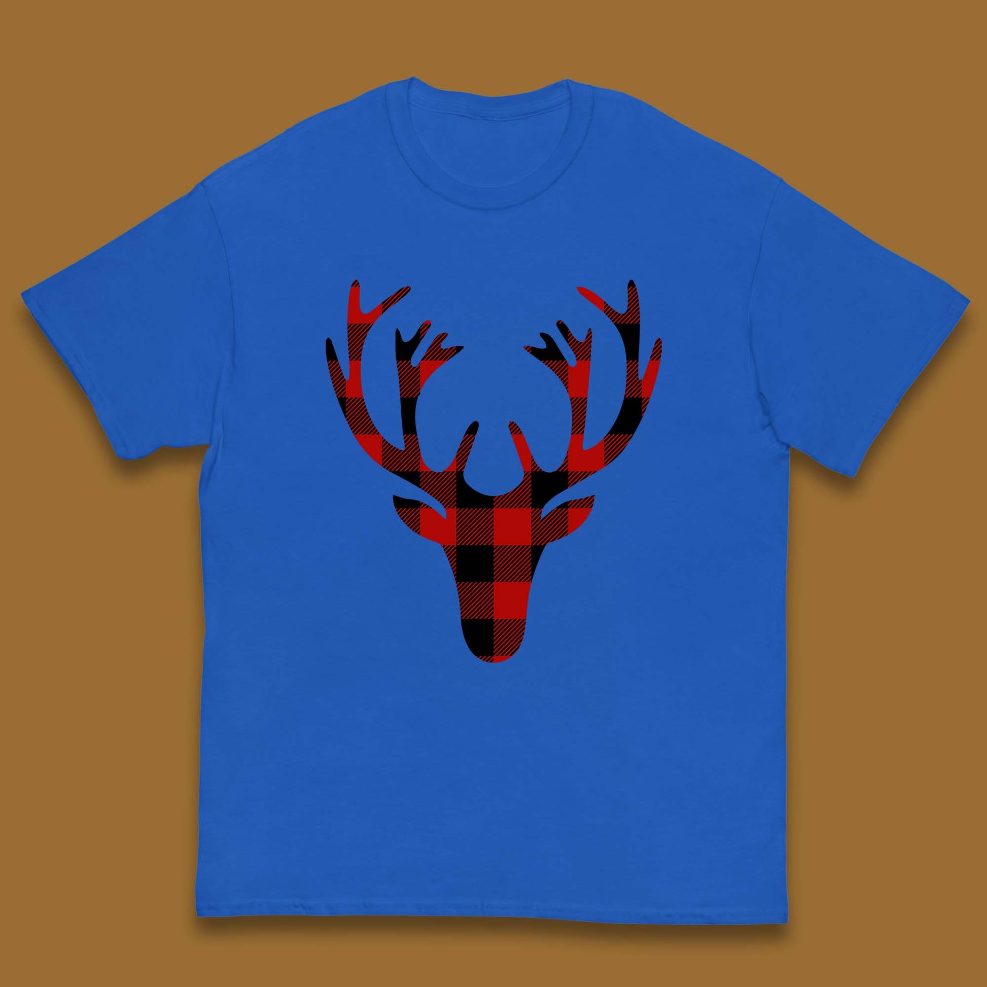 merry christmas buffalo plaid deer head t shirt