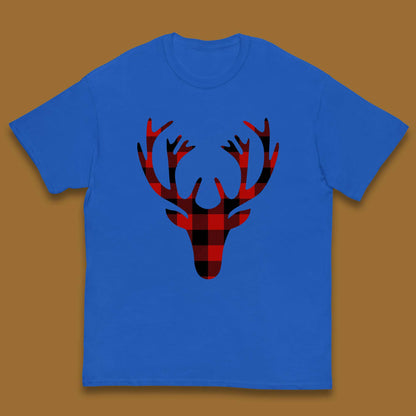 merry christmas buffalo plaid deer head t shirt