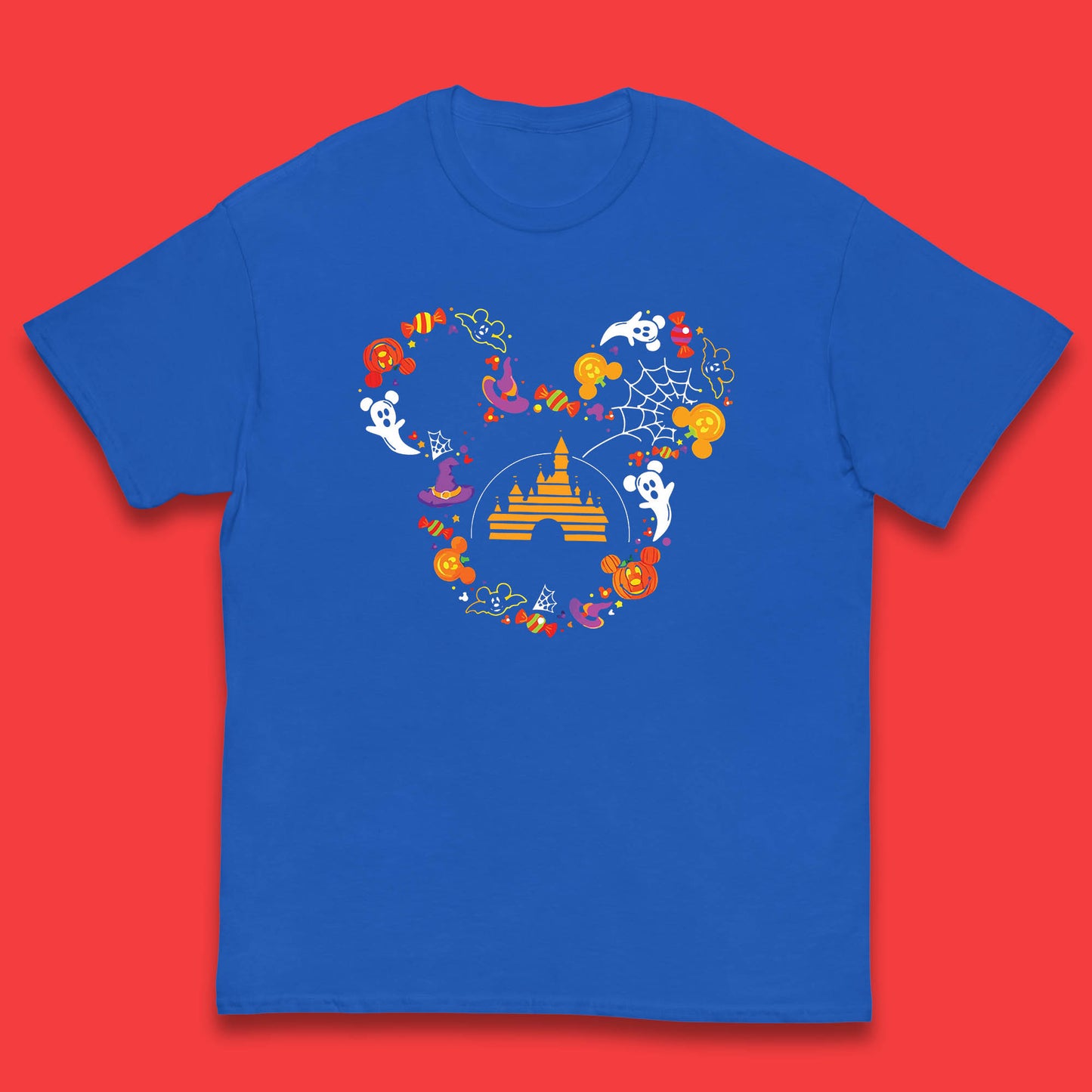 Halloween Mickey Mouse Disney Castle Halloween Elements Scary Boo Kids T Shirt