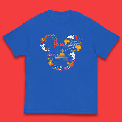 Halloween Mickey Mouse Disney Castle Halloween Elements Scary Boo Kids T Shirt