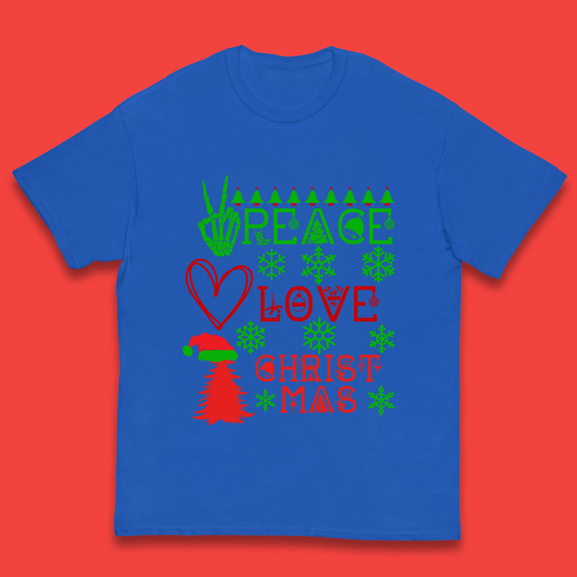 Peace Love Christmas Kids T-shirt