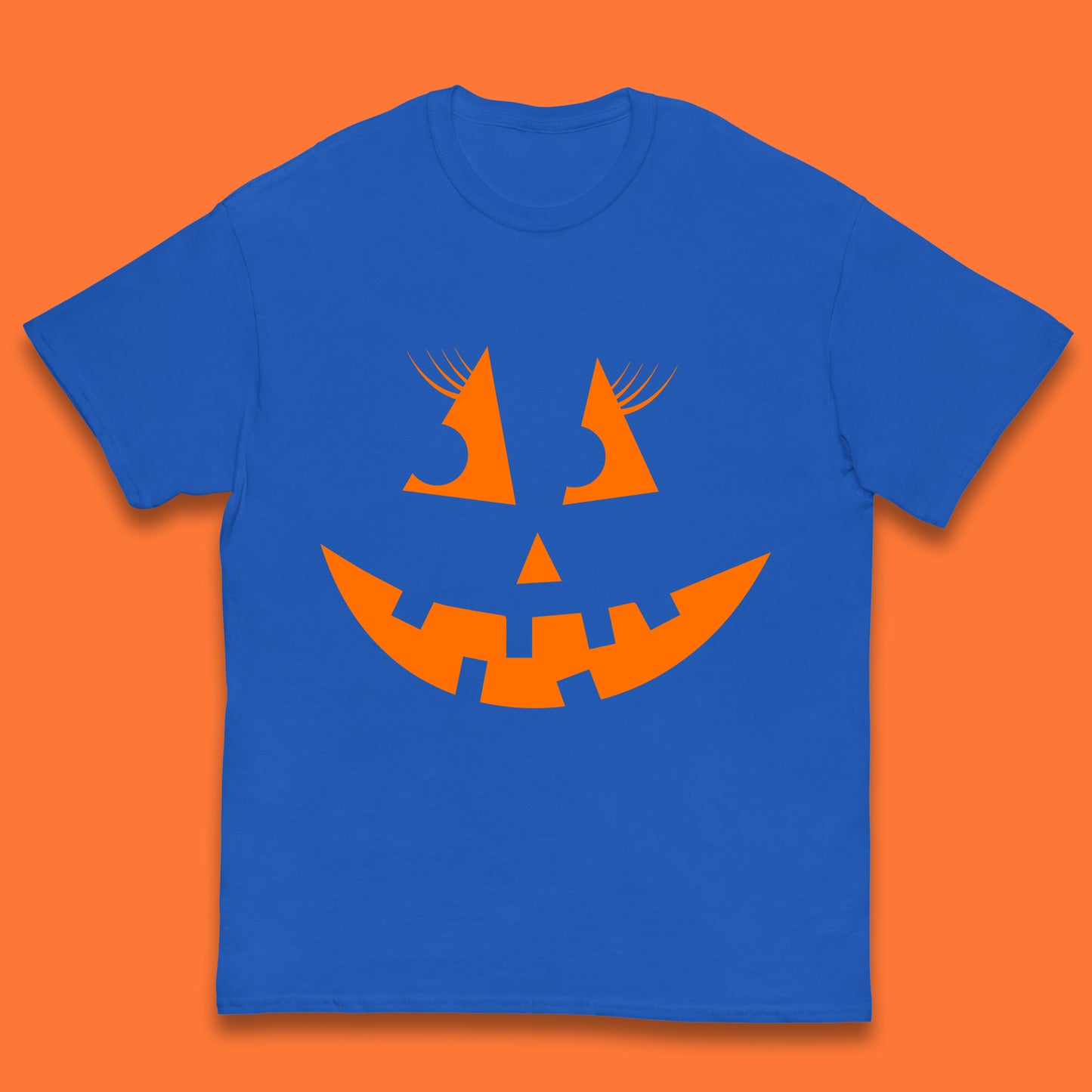 Halloween Pumpkin Jack-o-lantern Girl Evil Scary Horror Smile Face Kids T Shirt