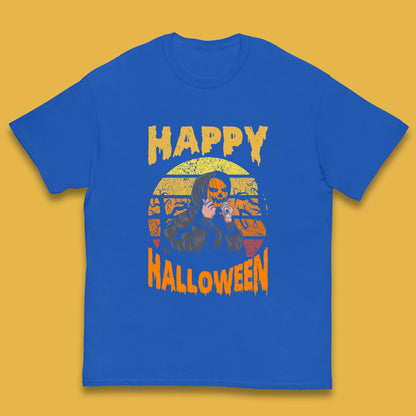 Happy Halloween Jack O Lantern Pumpkin Head Horror Scary Vintage Retro Halloween Kids T Shirt