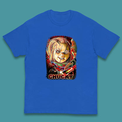 Chucky Distressed Childs Play Horror Monster Creepy Doll Toy Scary Halloween Scary Movie Character Kids T Shirt