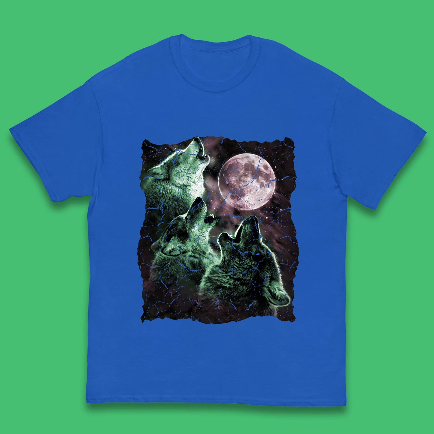 Three Wolf Howling At Moon Wild Free Wolves Three Wolf Dog Animal The Mountain Kids T Shirt
