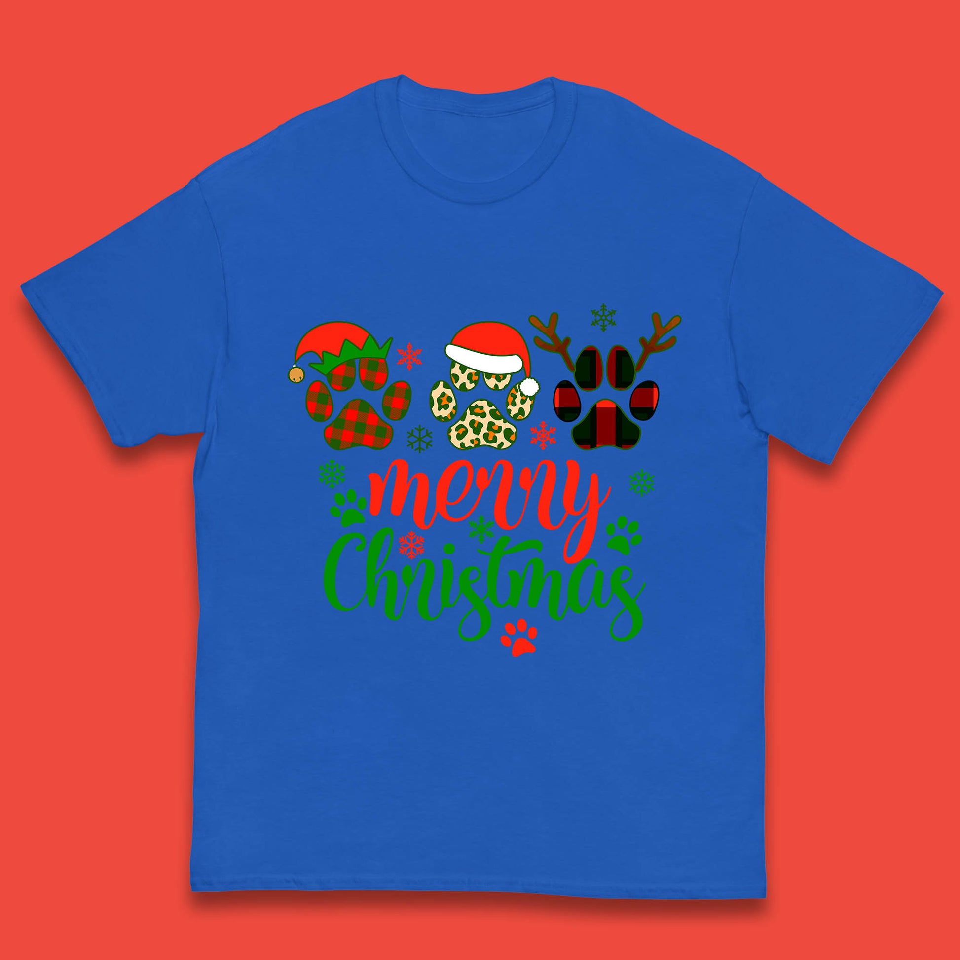 dog & cat paws christmas t shirt
