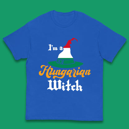 I'm A Hungarian Witch Halloween Witch Hat Hungarian Flag Kids T Shirt
