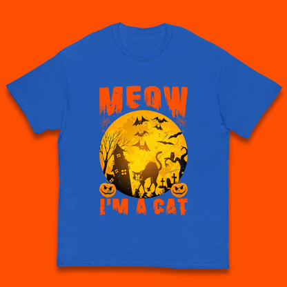 Meow I'm A Cat Halloween Black Cat Horror Scary Haunted House Kids T Shirt