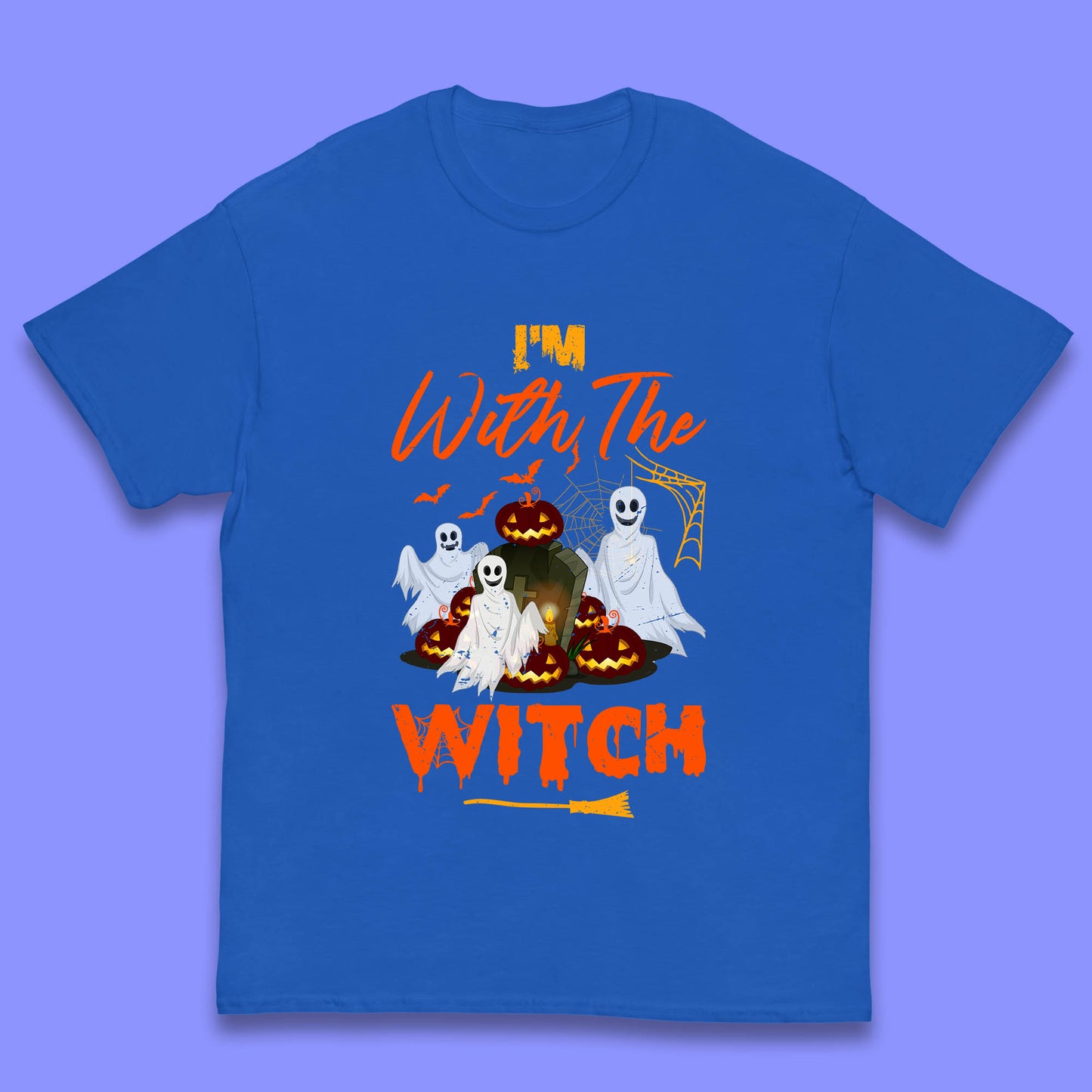 I'm With The Witch Halloween Ghosts With Jack-O-Lantern Horror Pumpkins Kids T Shirt