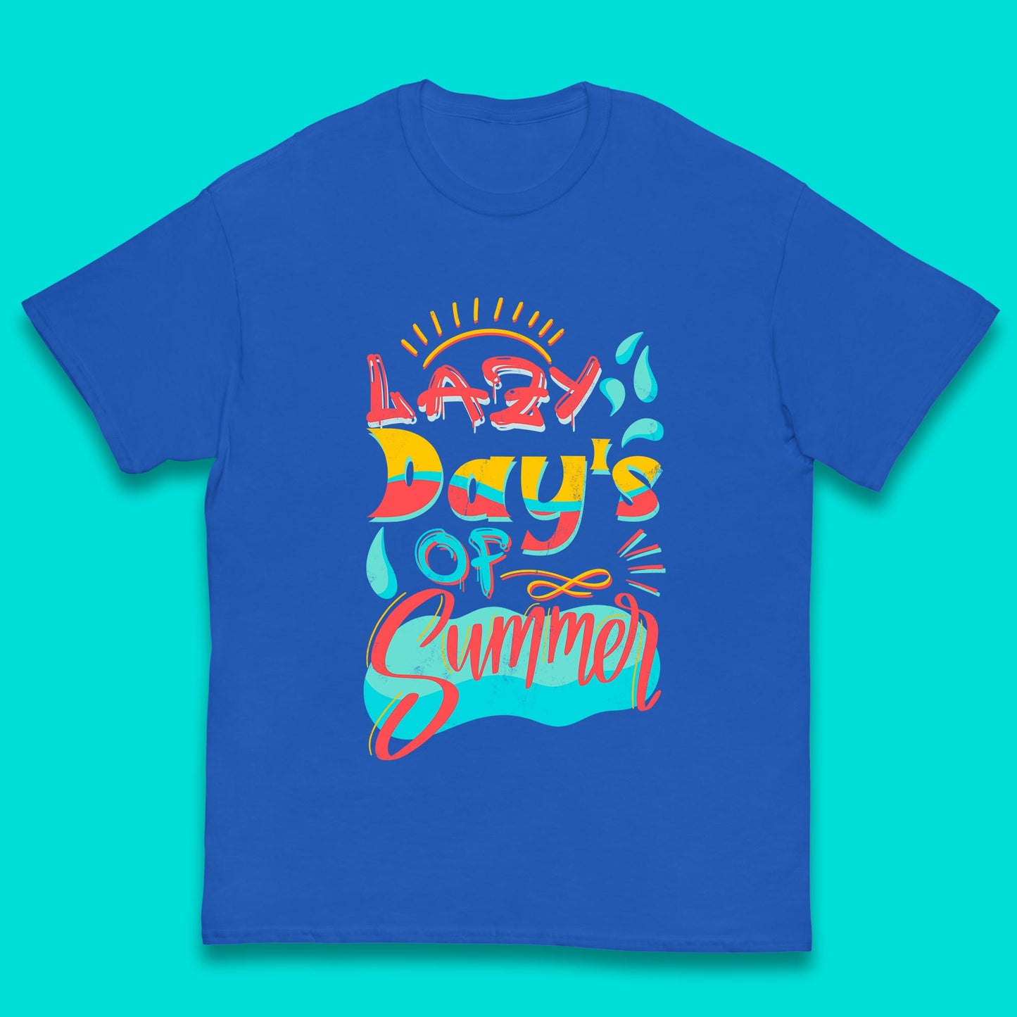 Lazy Days Of Summer Vintage Retro Sunset Surfer Beach Holiday Trip Kids T Shirt