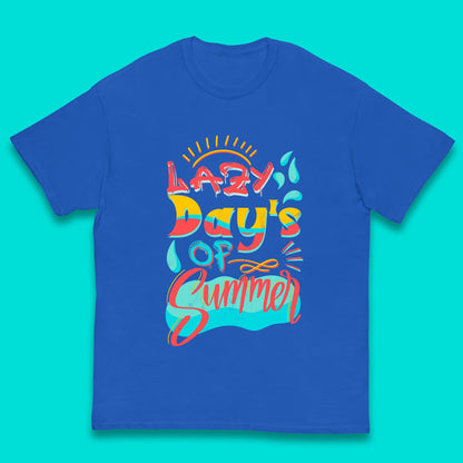 Lazy Days Of Summer Vintage Retro Sunset Surfer Beach Holiday Trip Kids T Shirt