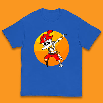 Dabbing Pirate Skeleton Halloween Jolly Roger Funny Halloween Costume Kids T Shirt