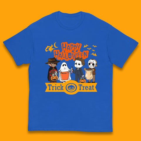 Happy Halloween Trick Or Treat Chibi Horror Movie Characters Killer Kids T Shirt