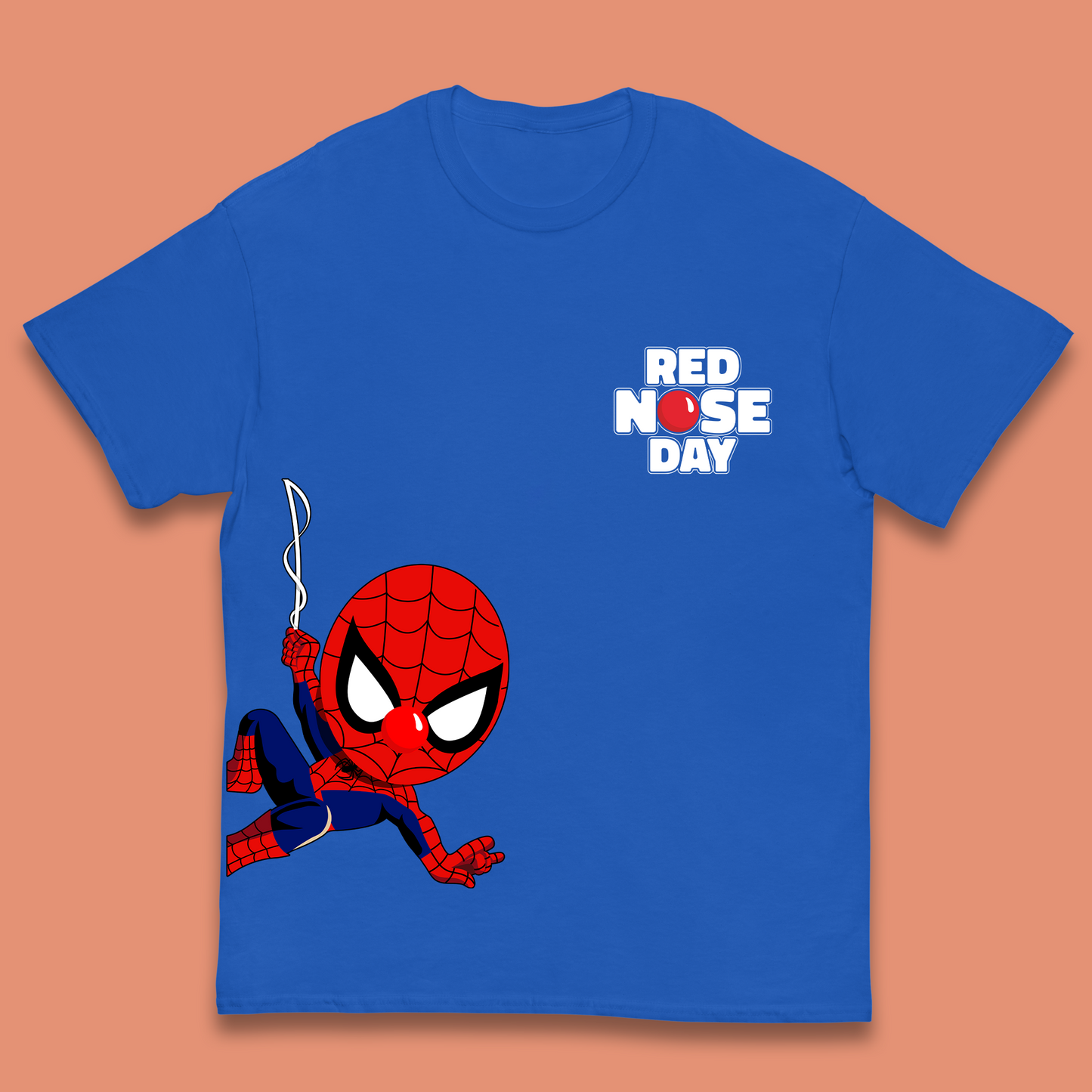 Spider Man Peeking Red Nose Day Kids T-Shirt