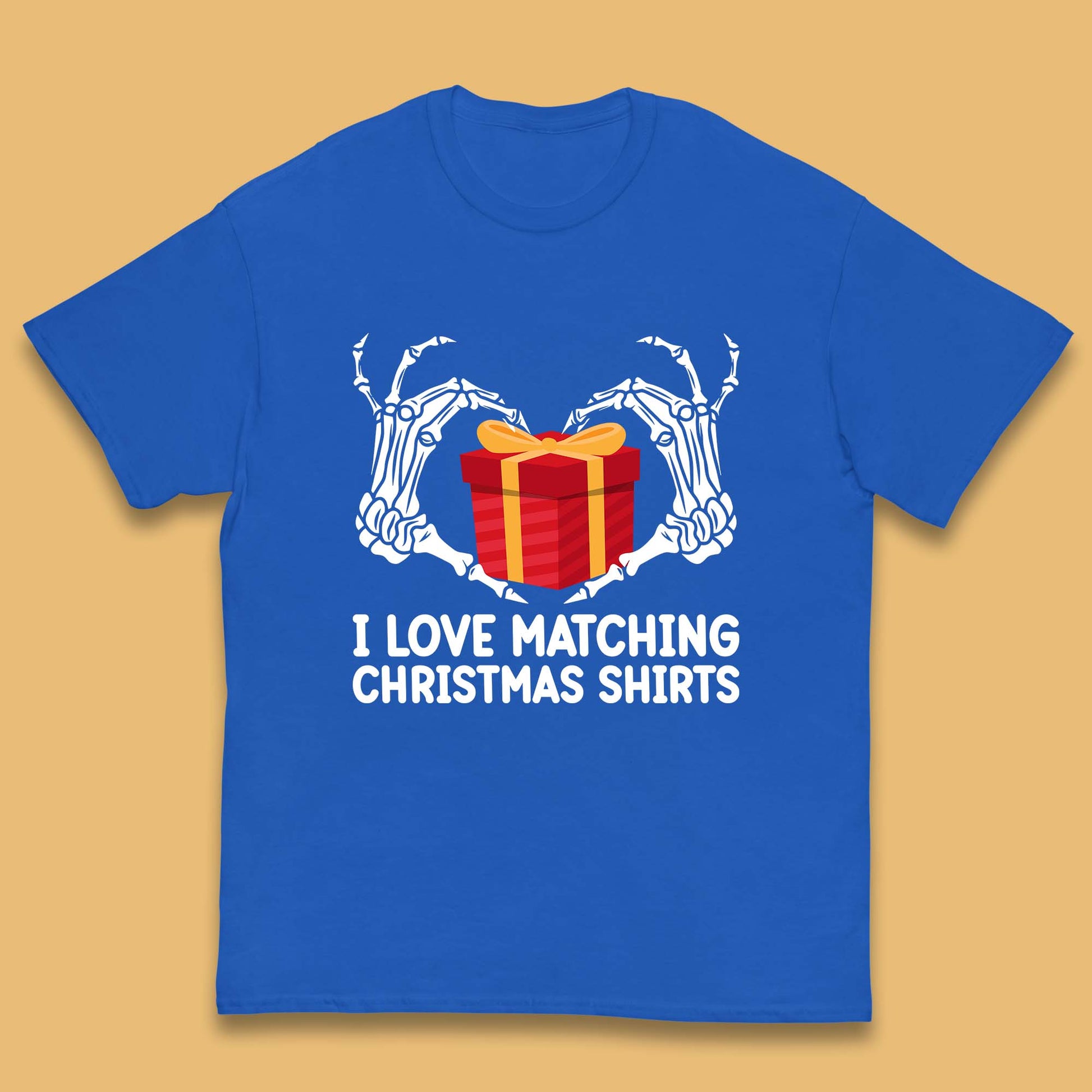 skeleton hands gift box christmas t shirt