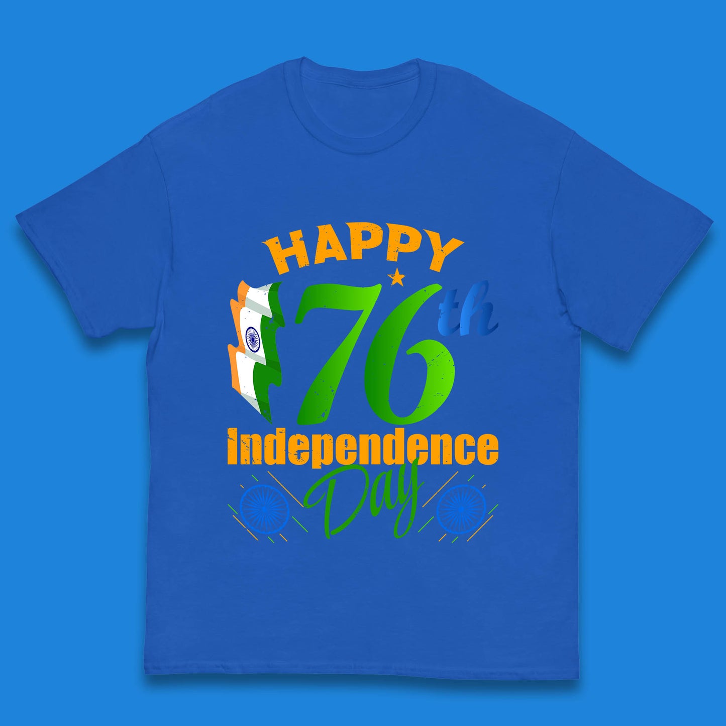Happy India 76th Independence Day 15th August Patriotic Indian Flag Kids T Shirt