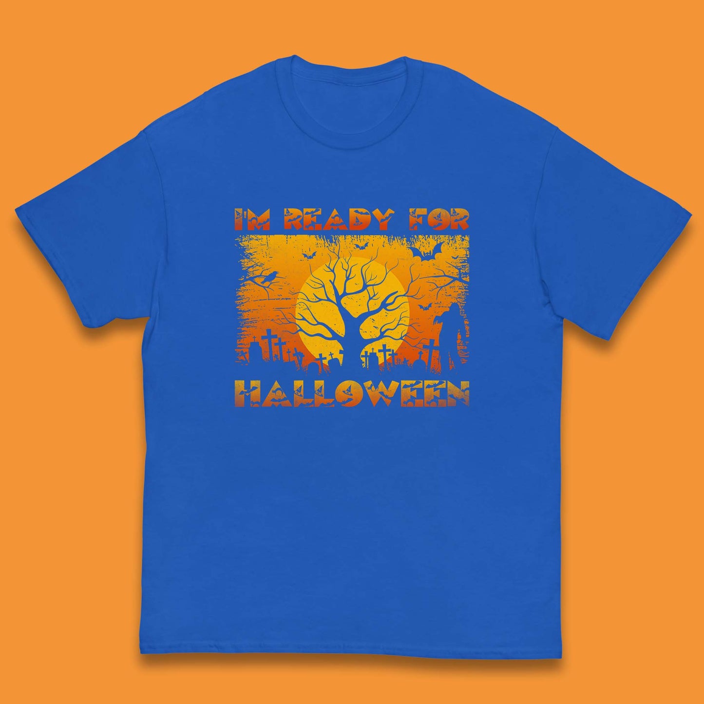 I'm Ready For Halloween Horror Scary Halloween Zombie Graveyards With Dead Tree Kids T Shirt