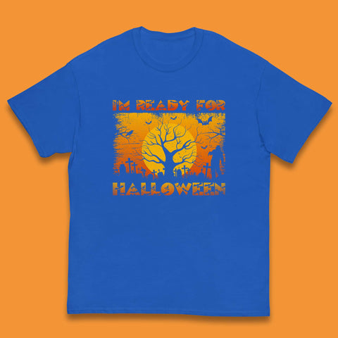 I'm Ready For Halloween Horror Scary Halloween Zombie Graveyards With Dead Tree Kids T Shirt