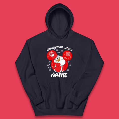 Personalised Christmas 2023 Your Name Santa Donald Duck And Daisy Duck Xmas Disney Mickey And Friends Kids Hoodie