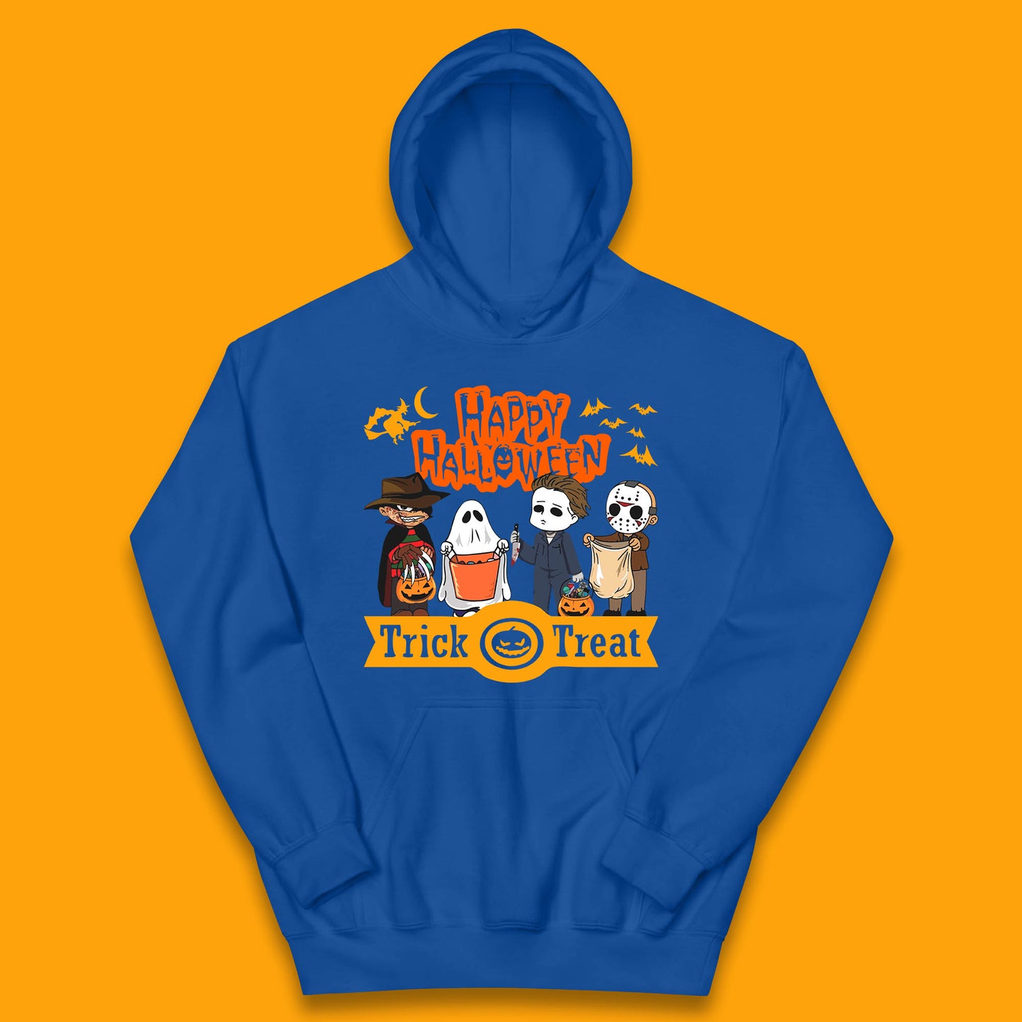 Happy Halloween Trick Or Treat Chibi Horror Movie Characters Killer Kids Hoodie