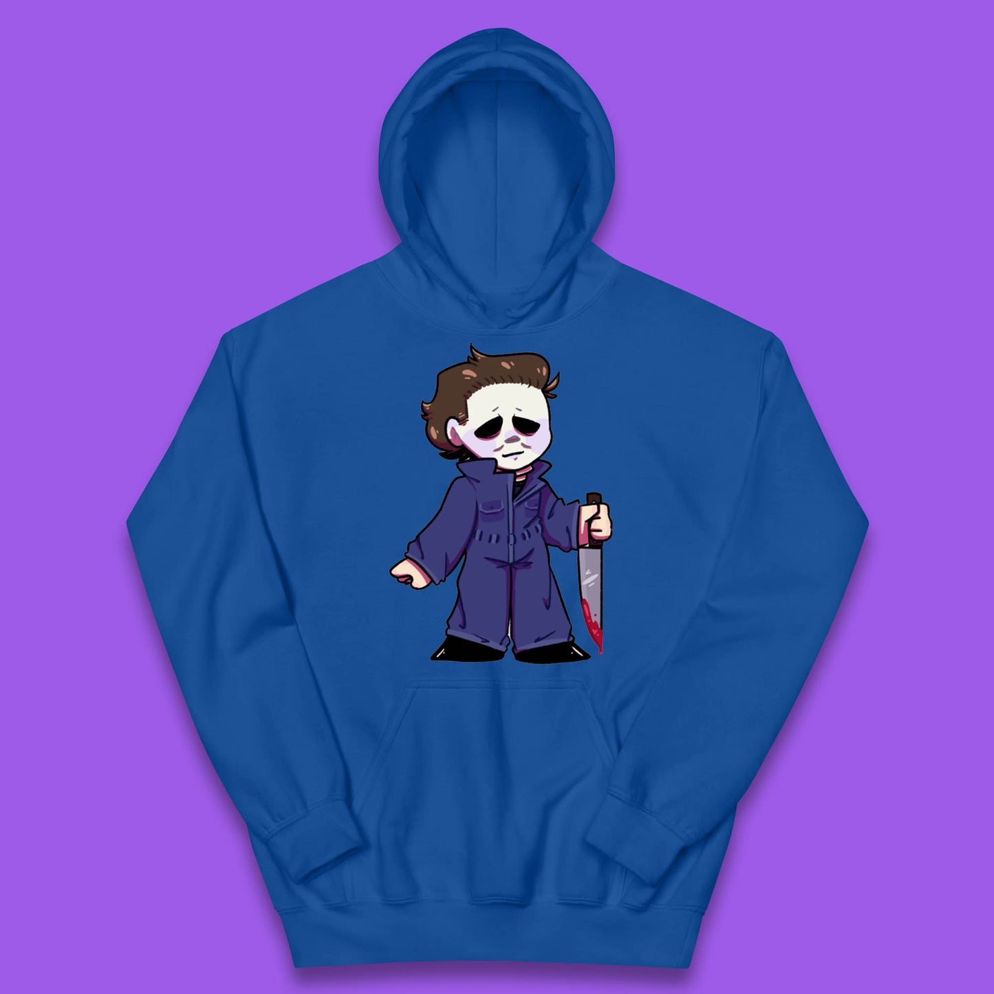 Chibi Michael Myers Holding Bloody Knife Halloween Serial Killer Horror Movie Character Kids Hoodie