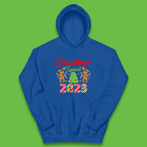 Christmas Squad 2023 Christmas Tree Xmas Gingerbread Man with Candy Cane Kids Hoodie